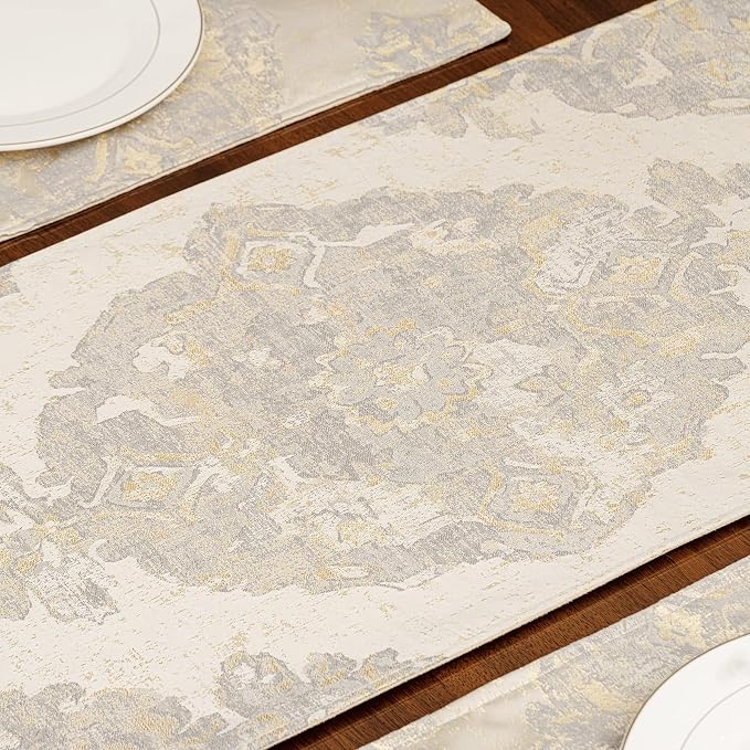 Loom and Mill Luxury Elegant Damask Table Runner 90 inches Long, 13x90 inch - Image 6
