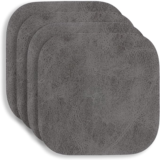 KAF Home Santiago Set Of 4 Faux Leather Coasters by KAFHome