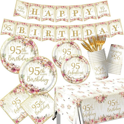 95th Birthday Party Tableware, Tablecloth, 95 and Fabulous Banner, 95th by Unknown