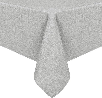 Hiasan Faux Linen Rectangle Tablecloth - Wrinkle and Stain Resistant Washable Table Cloth for Kitchen Dining Room Holiday Table Cover for Dinner, Light Grey, 70 x 90 Inch
