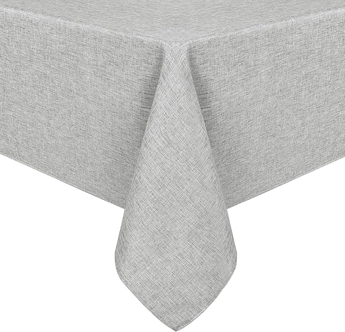 Hiasan Faux Linen Rectangle Tablecloth - Wrinkle and Stain Resistant Washable Table Cloth for Kitchen Dining Room Holiday Table Cover for Dinner, Light Grey, 70 x 108 Inch
