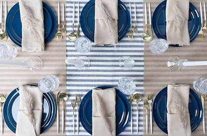 [30 Pack 8.6''] Dark Blue Plastic Party Plates Edge Collection Premium heavyweight Elegant Disposable Tableware Dishes