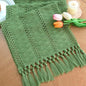 Green Table Runner with Tassels 12x72 Inch by FEXIA