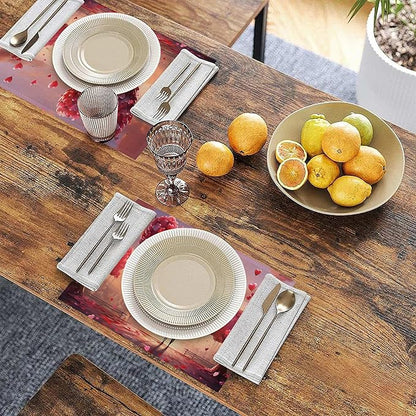 Valentines Day Placemats Set of 6, Valentines Love Heart Heat Resistant Washable Table Placemats for Christmas, Thanksgiving, Party, and Daily Dining
