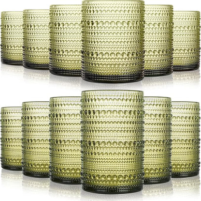 KMIGRUAN Hobnail Drinking Glasses Set of 12, 15Oz & 12Oz Cocktail Glasses | by KMIGRUAN