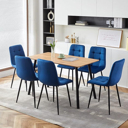 Classic Tufted Dining Chair Set of 6,Chic Velvet Vanity Chair Elegant High-Back Reception Chairs Comfortable with Durable Metal Legs for Dining Hall,Restaurant