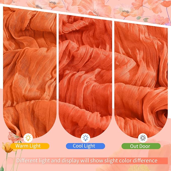 Showgeous 30 Pack Orange Cheesecloth Table Runner, 17 x 108 Inches | Boho - Image 7