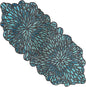 Beaded Table Runner, Floral Art Deco, 13x36 in, polyester backing, sapphire blue by CLEENTABLE
