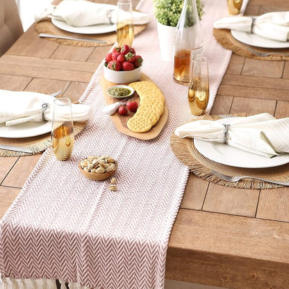 DII Woven Basic Tabletop Collection Chevron Table Runner, Pale Mauve - Image 3
