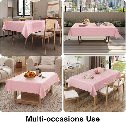 Smiry Rectangle Table Cloth, Waterproof Heavy Duty Vinyl Tablecloths, Wipeable Washable Table Cover for Kitchen, Dining Room & Valentines(Pink, 60" X 102")