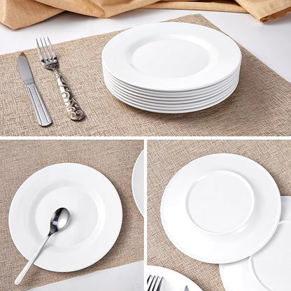 8” White Melamine Salad Plates - Smooth Round 8 Inch Melamine White Plates, Dishwasher Safe Durable Appetizer-Dishes, Set of 8