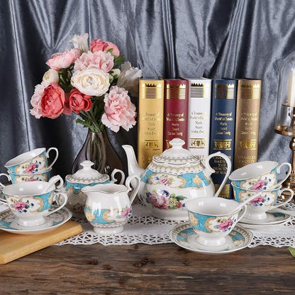 fanquare 15 Pieces European Retro Rose Tea Set, English Flora Tea Set - Image 8