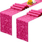 RUDONG M Satin Table Runners, Hot Pink, 12 x 108 Inch, 2 Pack | Long Silky by RUDONG+M