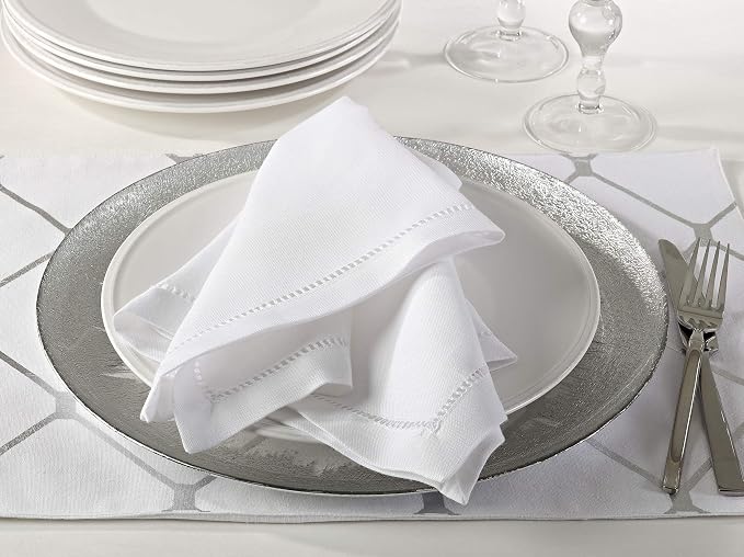 SARO LIFESTYLE Hemstitched Border Cocktail Napkin - Image 2