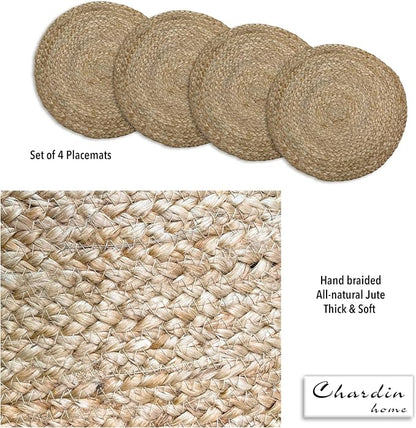 Round Woven Jute Braided Placemats, 14 Inch | Farmhouse, All Natural - Image 7