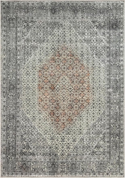 Keen Home Design 9x12 Rug - Machine Washable Area Rug with Non-Slip Backing, Ideal for Living Room, Dining Room, Bedroom - Vintage, Easy Clean, Durable, Low Pile - (9' x 12')