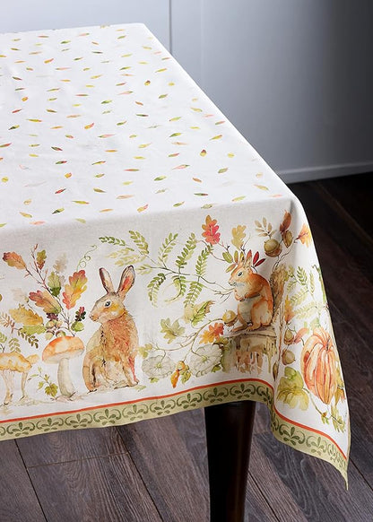 Maison d' Hermine Table Cloth Rectangle Table 100% Cotton 70 x 108 Inches Fall Tablecloth Reusable Everyday Use for Thanksgiving Christmas Decorations Dining Farmhouse Party (Pumpkin Passion)