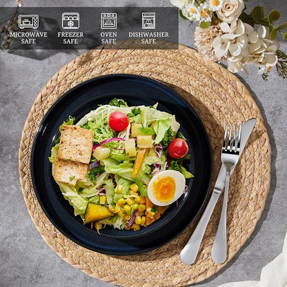E-far Pasta Bowls Set of 4, 35oz Large Salad Bowl Plate - Image 7