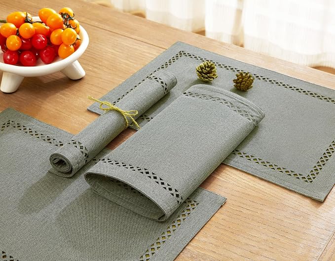 Farmhouse Burlap Place Mats, 12 x 18 Inch | Double Layer, Thick Textured - Image 6