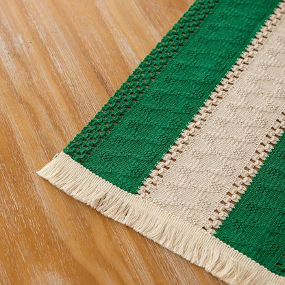 Keketoarrange Christmas Green Boho Table Runner 12x60 Inch | Woven Burlap - Image 5