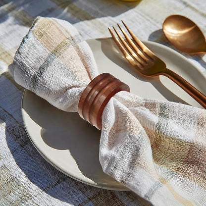 COTTON CRAFT Solid Wood Fluted Ribbed Napkin Rings - Image 2