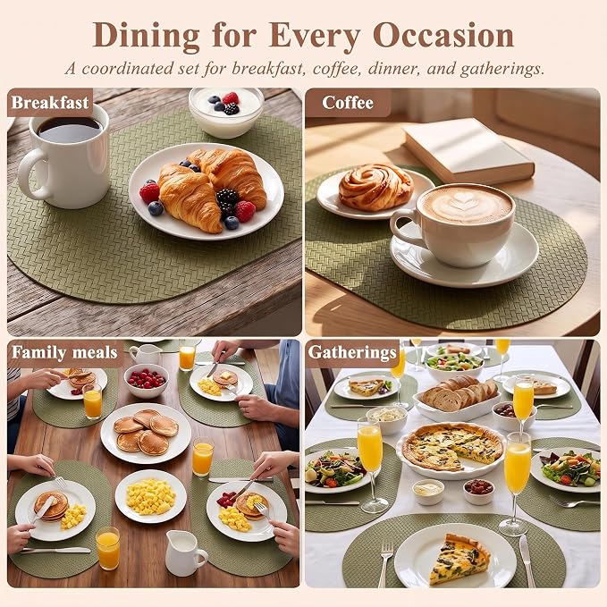 Woven Faux Leather Oval Placemats Set of 4/6 - Image 5
