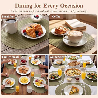 Woven Faux Leather Oval Placemats Set of 4/6 - Image 5
