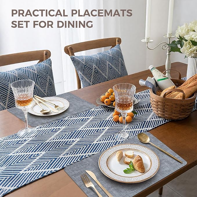 NCUE Vinyl Placemats Set of 6, Heat Resistant, Nonslip Faux Leather Waterproof - Image 5