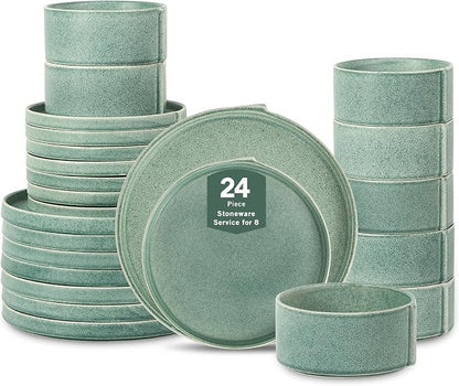 Stone Lain Bao 24-Piece Dinnerware Set Stoneware, Plates and Bowls Set by Unknown
