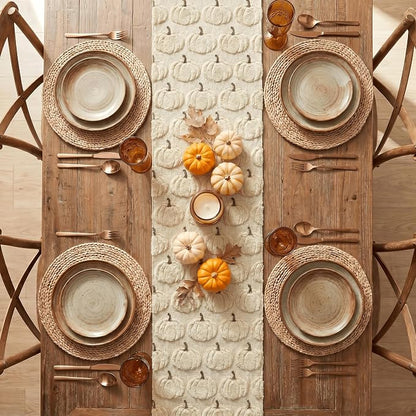 Artoid Mode Beige Soft Faux Fur Fall Table Runner 13x120 Inch | Seasonal - Image 3