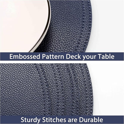 Jovono Navy Faux Leather Round Placemats and Coasters, Coffee Mats Kitchen - Image 7