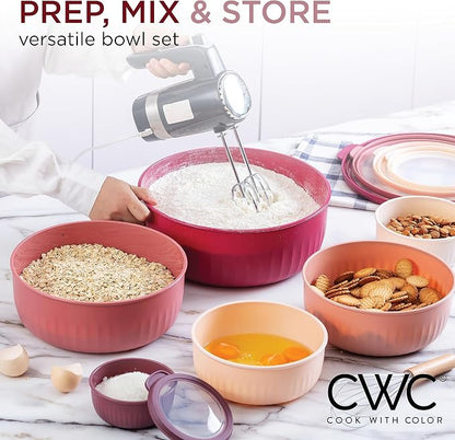 COOK WITH COLOR Prep Bowls with Lids- Wide and Deep Nesting Plastic Small - Image 2