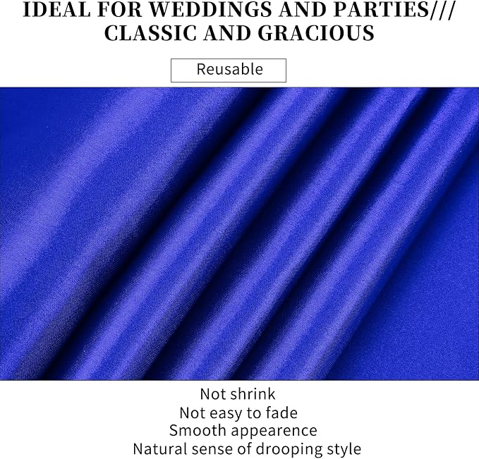 10-Pack Royal Blue 12 x 108 inches Long Premium Satin Table Runner | Wedding - Image 4