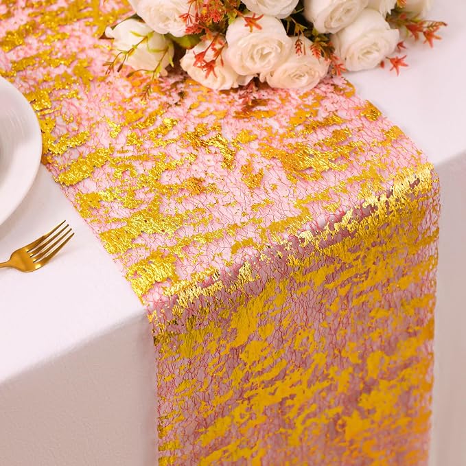 Snowkingdom 2Pcs Gold Table Runner, 11×108 Inch Red and Gold Sequin Glitter - Image 8