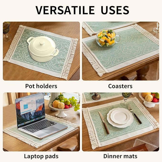 14x18 Botanical Placemats Waterproof Floral Vine Boho Mats | Tired of messy - Image 6