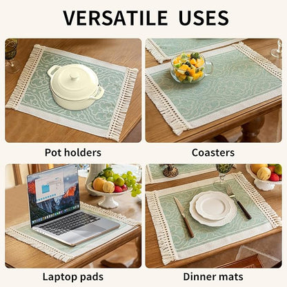 14x18 Botanical Placemats Waterproof Floral Vine Boho Mats | Tired of messy - Image 6