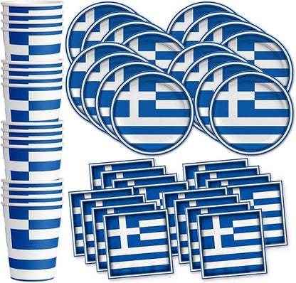 Greek Flag Greece Birthday Party Supplies Set Plates Napkins Cups Tableware Kit for 16