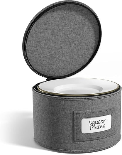 Sorbus China Storage Containers – Dinnerware Organizer for Dessert Plates with Lid (Holds Service for 12) with Felt Protectors – 7.25" x 5"