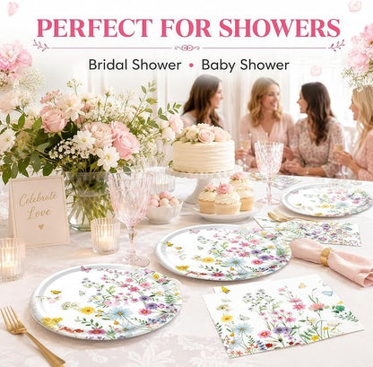 40 Pcs Wildflower Plates And Napkins, 9 Inch Floral Plates and Napkins | - Image 7