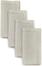 D'Moksha Homes Natural Linen Napkins Set of 4 - Classic Hemstitch 100% Pure Linen Hemstitch Dinner Napkins 20 x 20 Inch for Fall, Autumn and Halloween - Handcrafted and Machine Washable