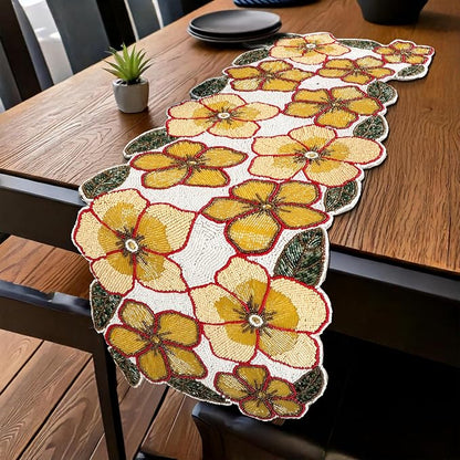 Beaded Table Runner, 13x36 | 85% glass beads, 15% polyester, cotton backing - Image 8