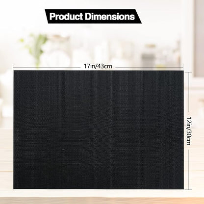 SLKQG Black Placemats Set of 6 - Easy Clean Washable Vinyl Placemats - Wipeable Heat Proof Table Mats for Dining Table - 17x12 Inch (Pure Black, 6)