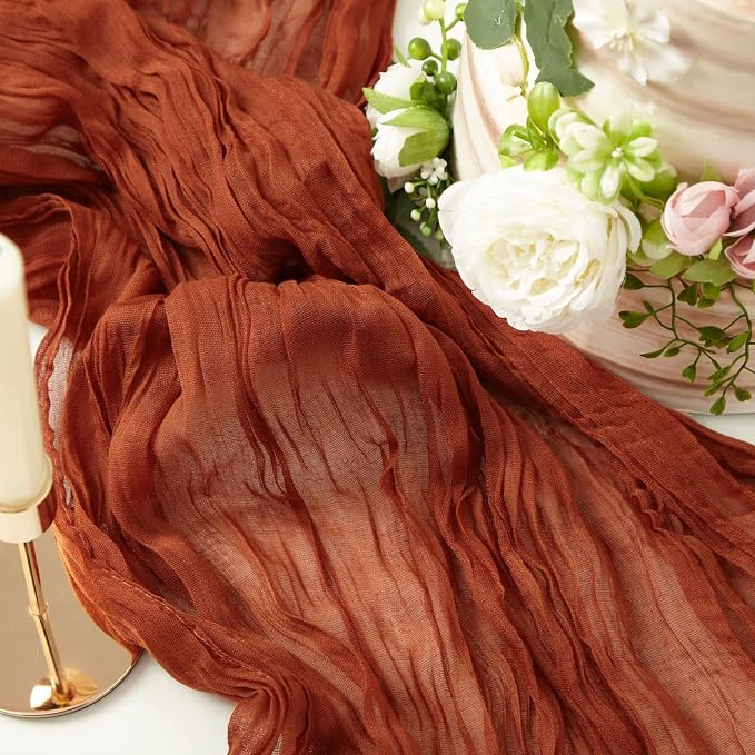 6 Pack Terracotta Cheesecloth Table Runner 35 x 120 Inch | Boho Gauze Fabric - Image 2