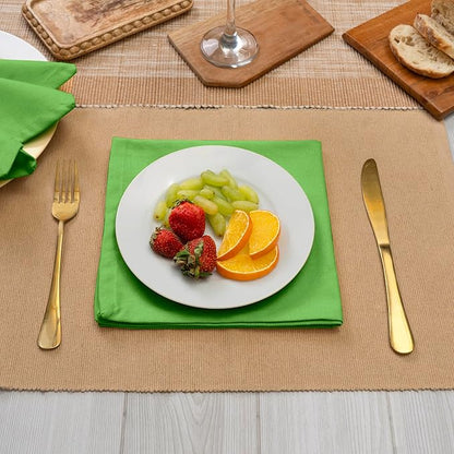 Blue Needles Solid Cloth Napkins Set of 6 Apple Green 100% Cotton Dinner Napkins 18x18 inches - Soft, Reusable, Absorbent & Washable Linen, Ideal for Christmas Events, Parties & Everyday Use