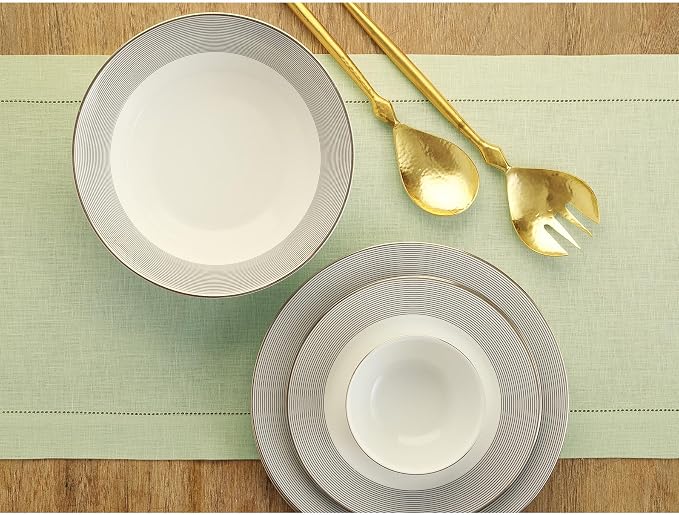 Solino Home 100% Linen Table Runner Green, Classic Hemstitch 14 x 90 in | Table - Image 3