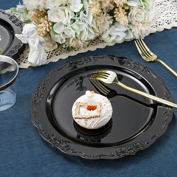 100 Pcs Black Plastic Plates for Party 10.25" Dinner Disposable Plates | 100 - Image 6