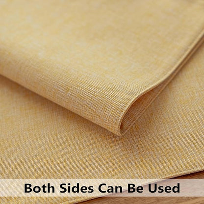 Demetex Yellow Placemats Set of 8 Linen Fabric Placemat Heat Resistant Washable Place Mats for Kitchen Party Dinner, 13x19 inch, Yellow