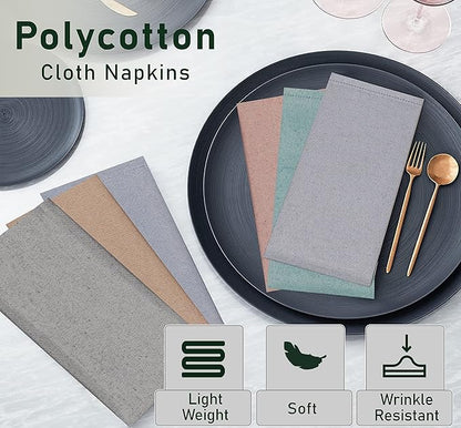 Ruvanti Cloth Napkins Set of 12, 18x18 Reusable Napkins Cloth Washable, Soft & Durable Table Napkin, Poly Cotton Fabric Dinner Napkins for Parties, Christmas, Thanksgiving, Weddings - Multicolor