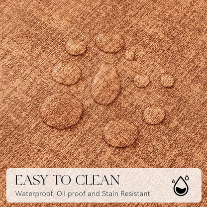MOSAYT Faux Leather Placemats Set of 6, Heat Resistant Wipeable Washable Vinyl Place Mats with Coasters, Waterproof Oil Proof Table Mats for Kitchen Dining Party Indoor Outdoor, 12" x 17", Orange