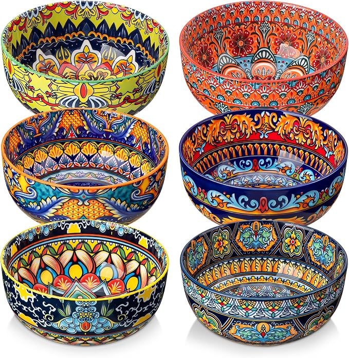 vancasso Cereal Bowls Set of 6, 28oz Porcelain Soup Bowls, Colorful | Bowls by vancasso